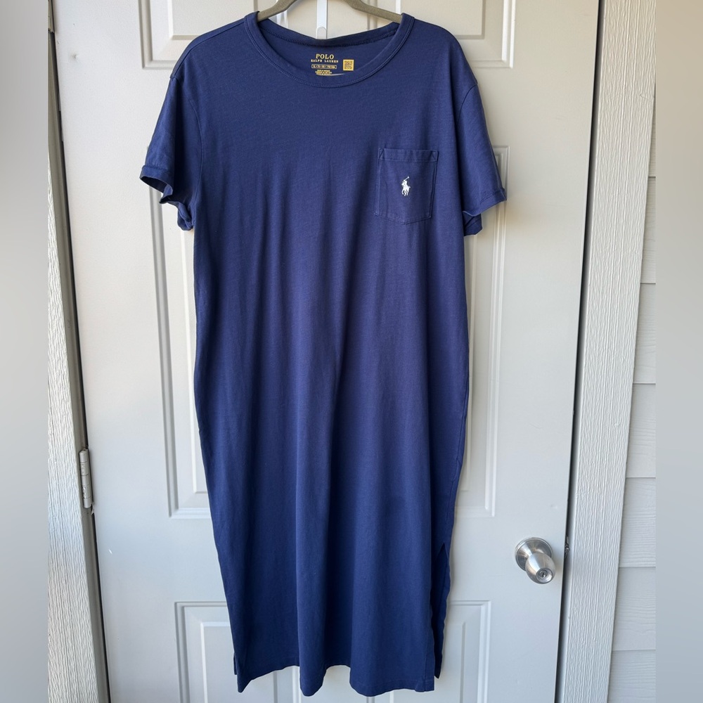 Polo Ralph Lauren T-Shirt Dress Womens XL Blue Short Sleeve Crew Neck